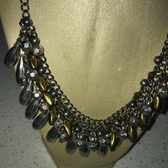 Brass and silver tone fashion necklace/ER - Picture 3 of 4
